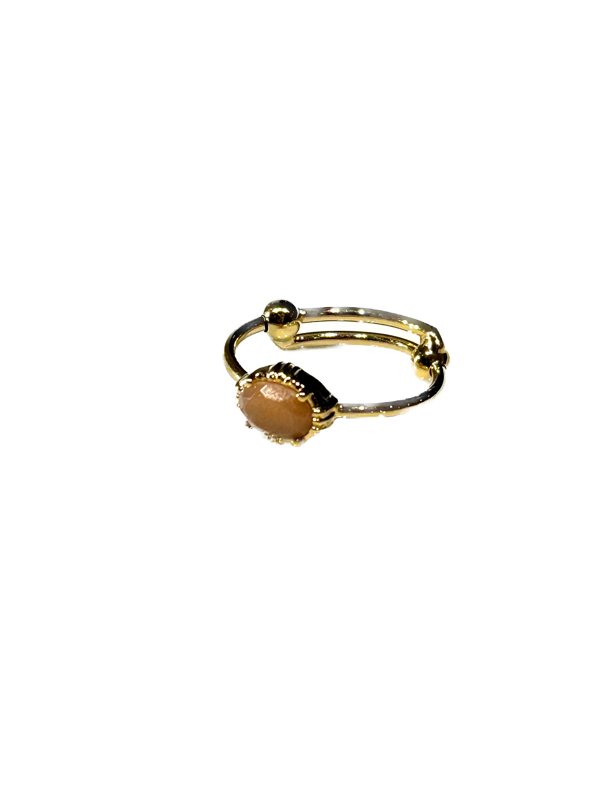AU FIL DE LO - Bague Mini Ovale Pierre de Lune Nude
