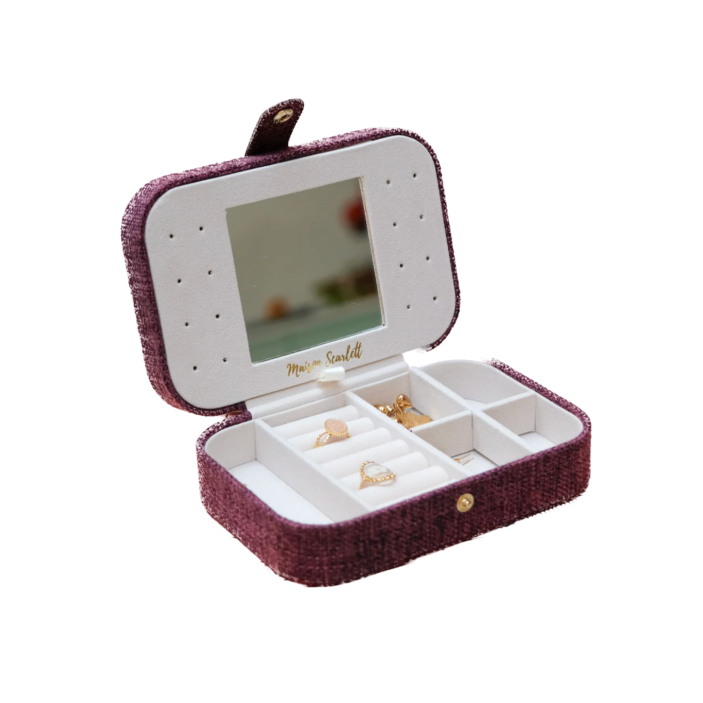 MAISON SCARLETT- Boîte à bijoux Brigitte - Lin Bordeaux
