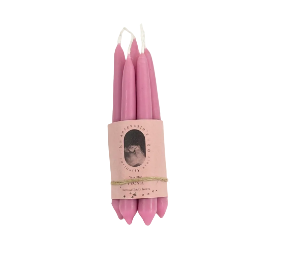 Détail de la bougie d'autel rose Peonia, Antevasin's Store