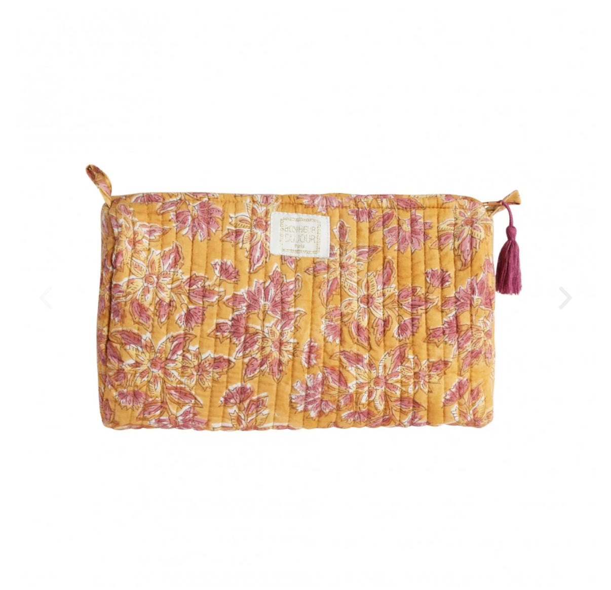 Trousse de toilette coton block print Aria Tandoori taille M - Bonheur du Jour