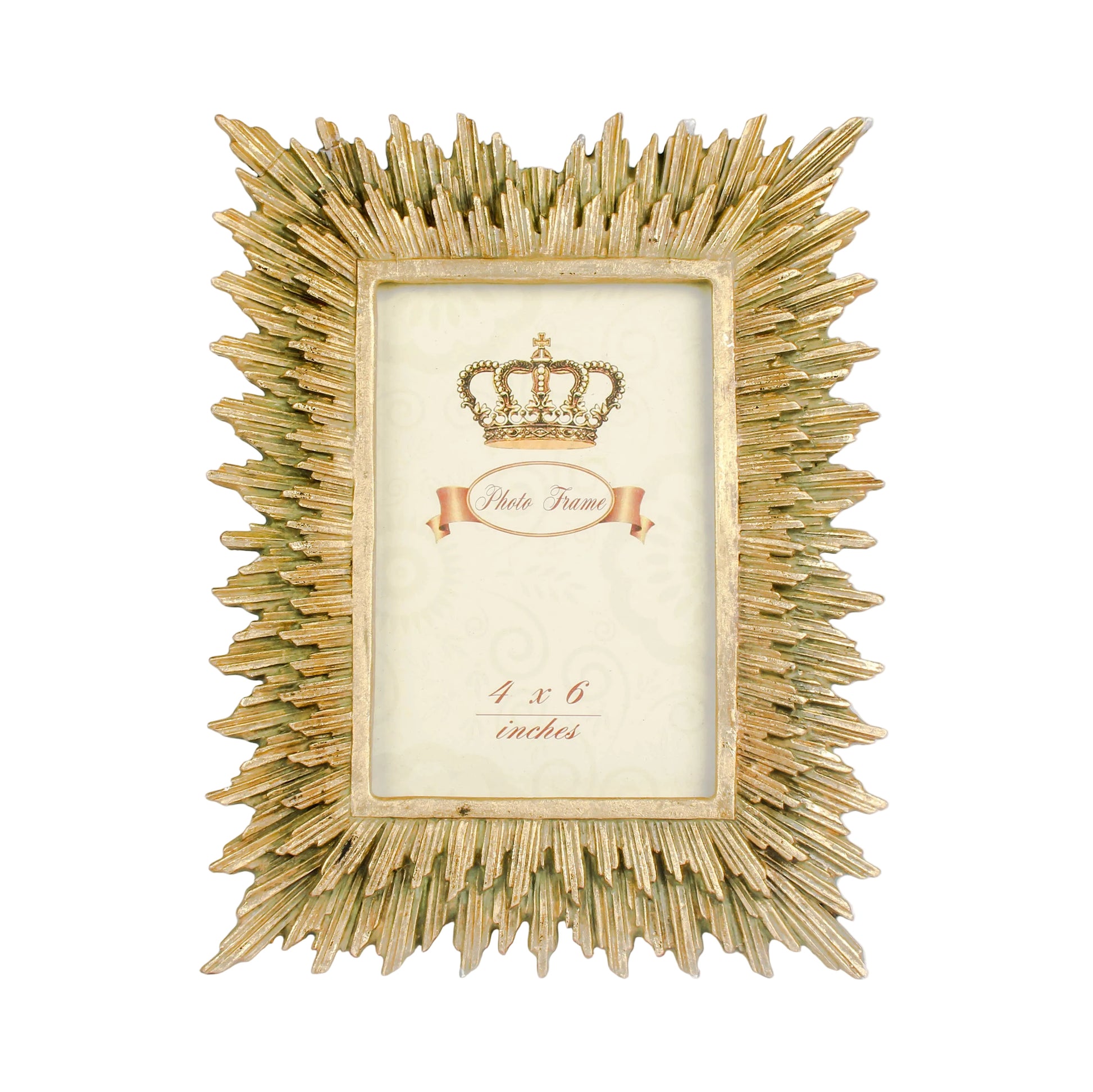 Cadre photo en résine dorée avec motif fougère, format 10x15 cm – ORIGINALS