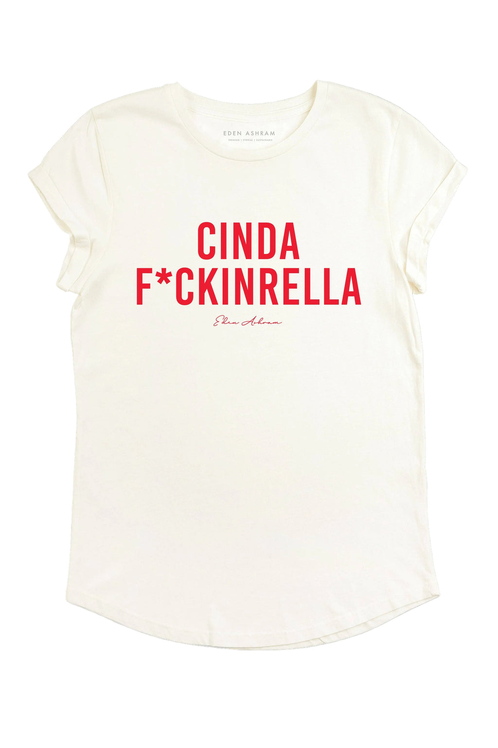 Tee-shirt Cindaf*ckinrella, coton bio blanc délavé – EDEN ASHRAM chez George Genève