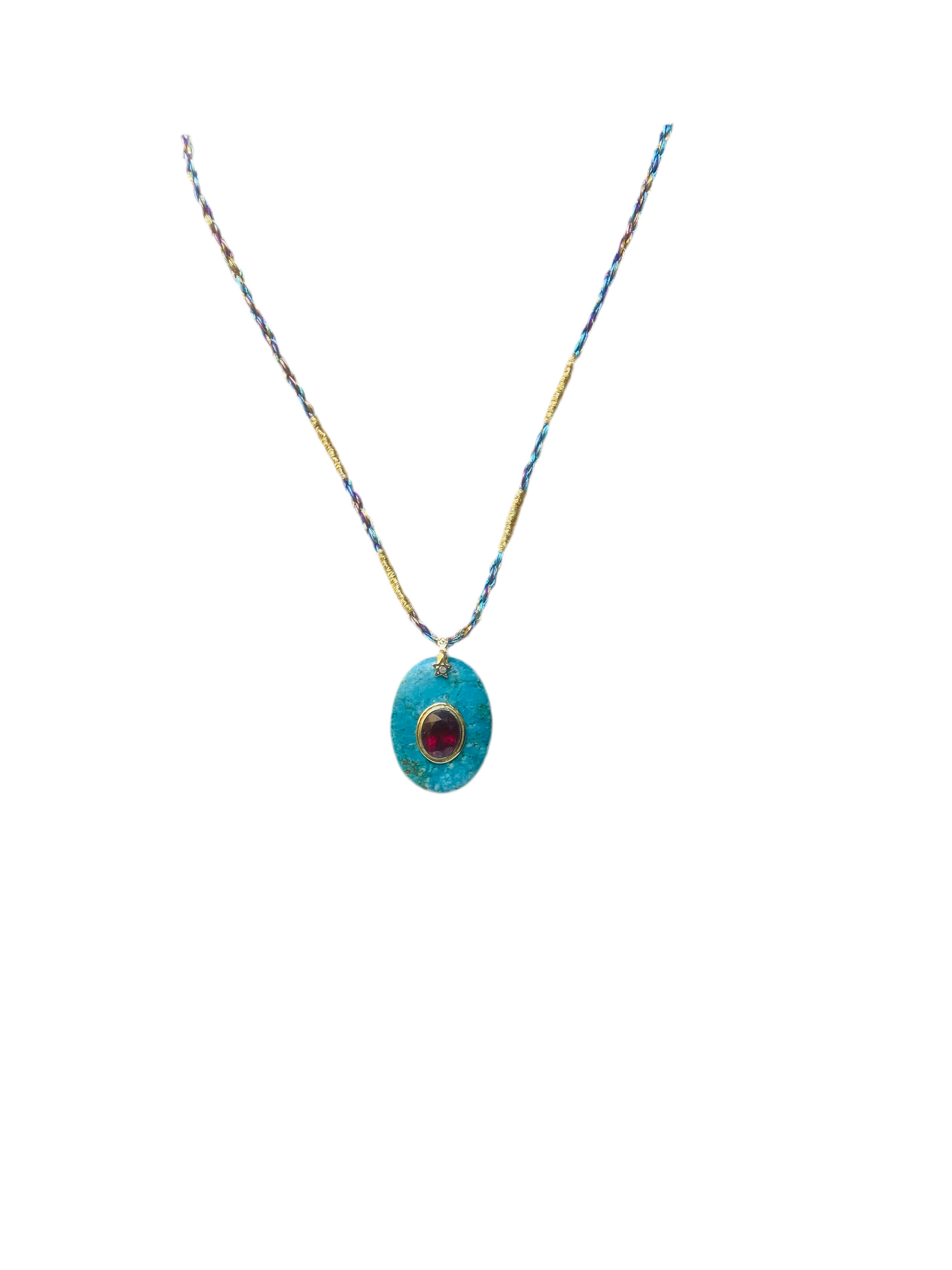 ROOM SERVICE - Collier Charm  Galet Turquoise