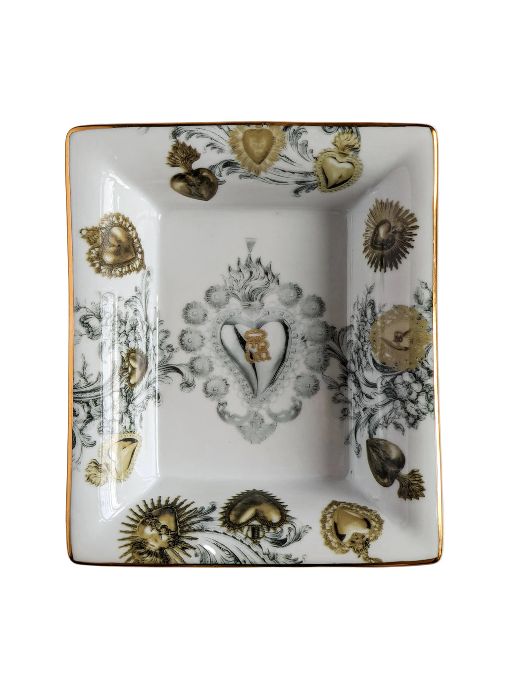 Cendrier Ex-Voto en porcelaine, décor baroque or et argent – Grand Tour, Vito Nesta