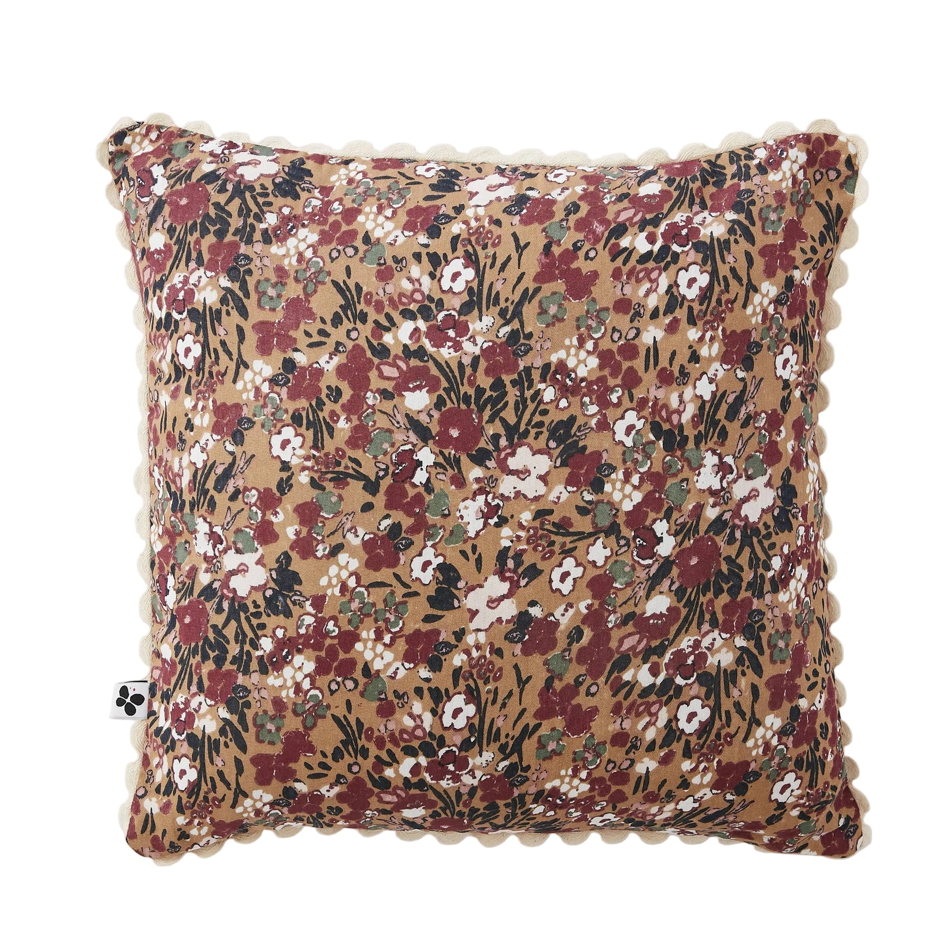 Coussin Capucine Camel en gaze de coton imprimée 40 x 40 cm, L'effet Papillon, George Genève