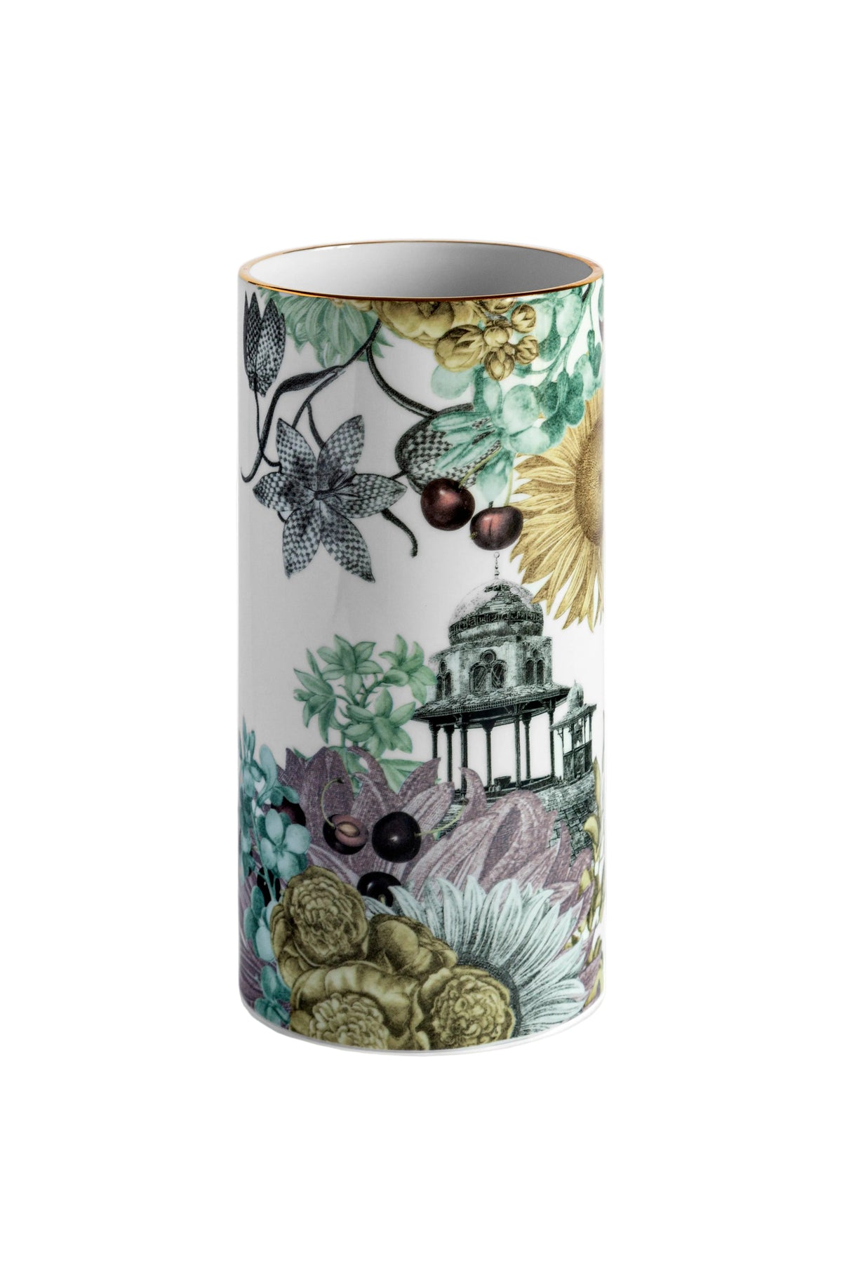 Vase cylindrique Cairo en majolique décorée à la main – Grand Tour, Vito Nesta