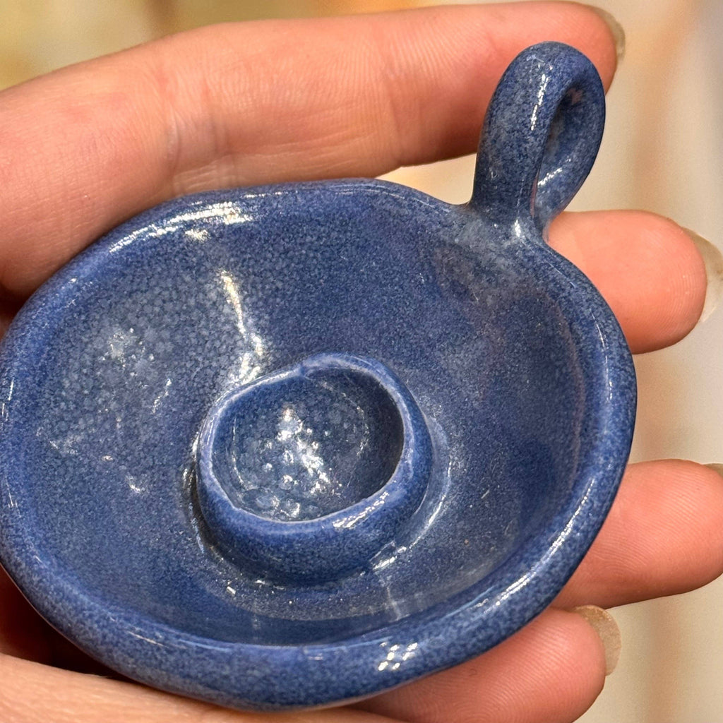 Cuencolabro Sodalite avec une bougie allumée, céramique artisanale Antevasin's Store