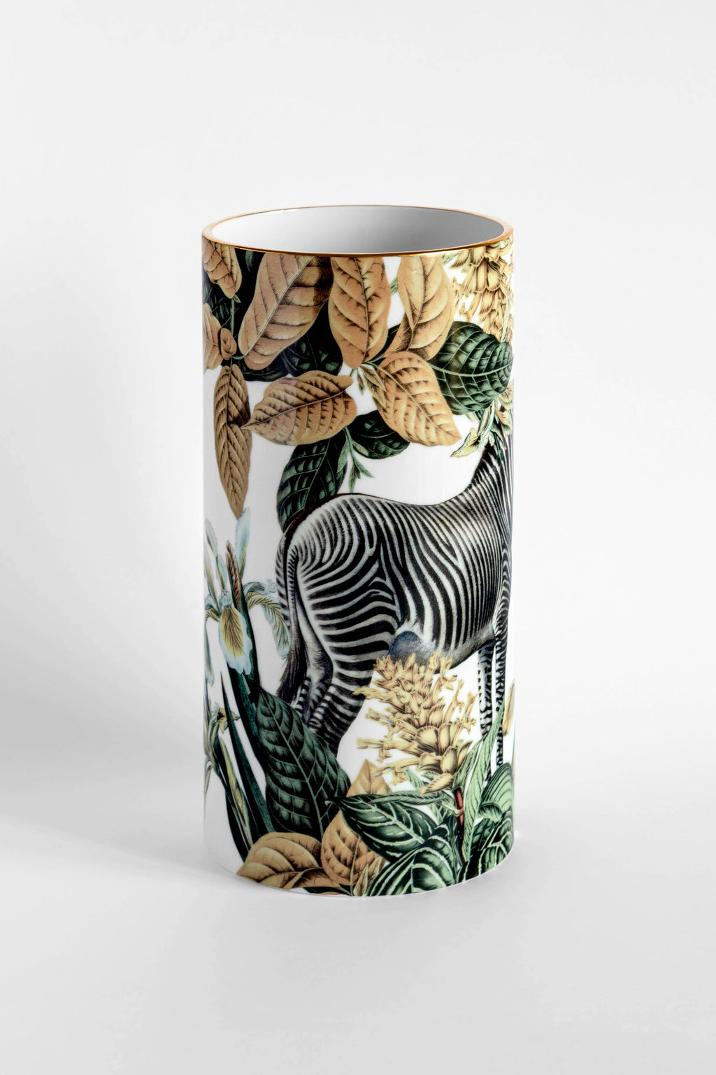 Vase cylindrique Animalia au zèbre en majolique décorée à la main – Grand Tour, Vito Nesta