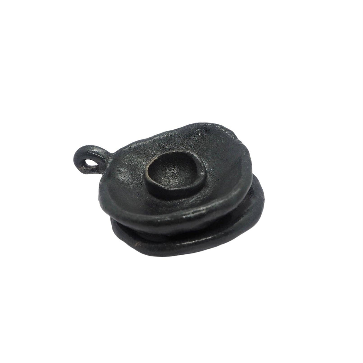 Cuencolabro Panteri, petit bol bougeoir en céramique émaillée noir mat fait main, Antevasin's Store, George Genève
