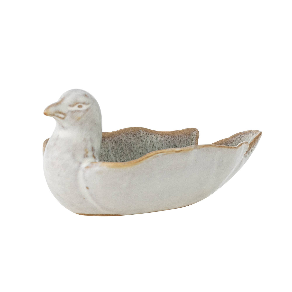 Bol Chirp vert en grès en forme d'oiseau, émaillage réactif — Bloomingville, George Genève