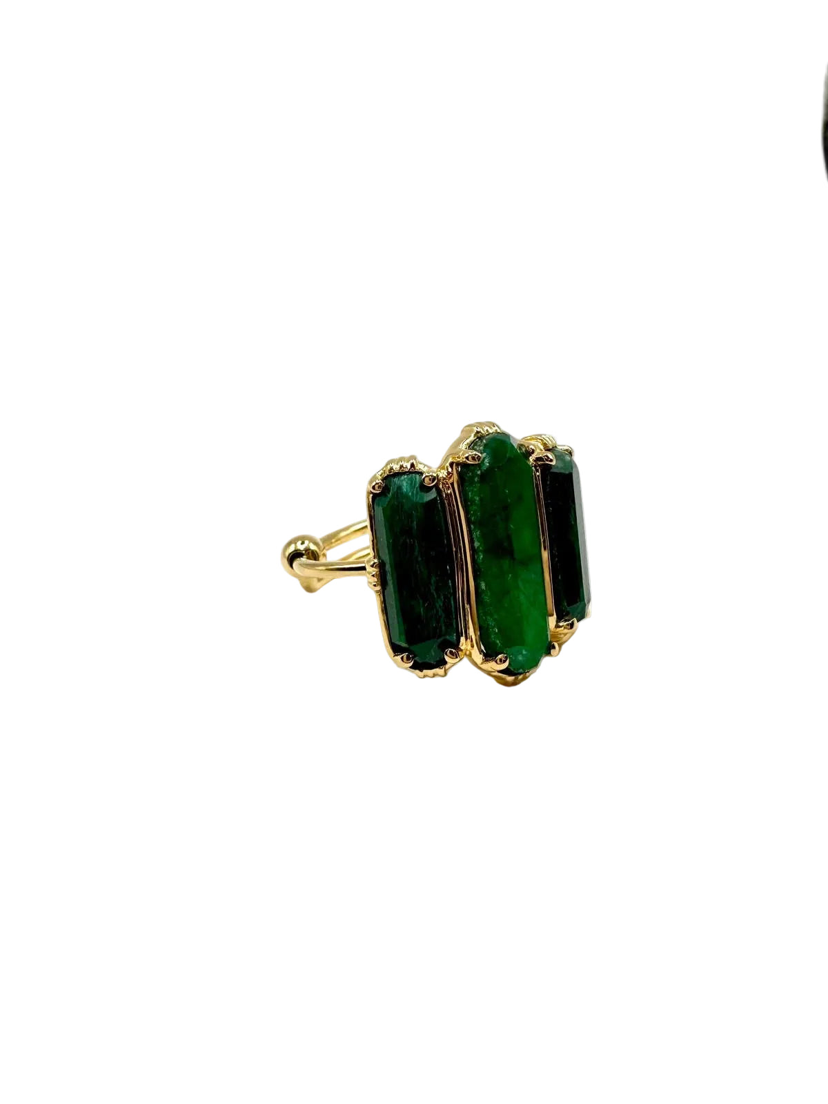 AU FIL DE LO - Bague 3 Baguettes Silimanite Verte