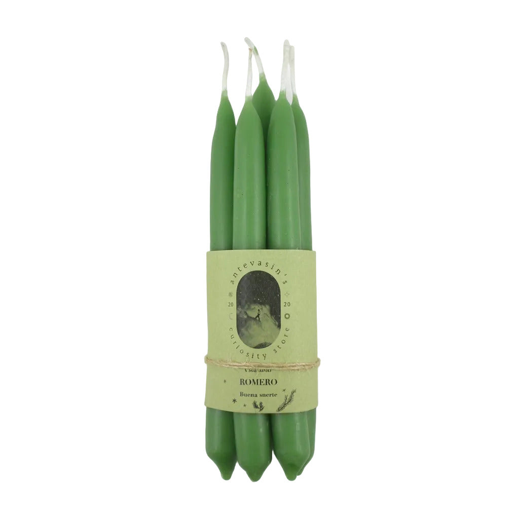 Détail de la bougie d'autel verte Romarin, Antevasin's Store