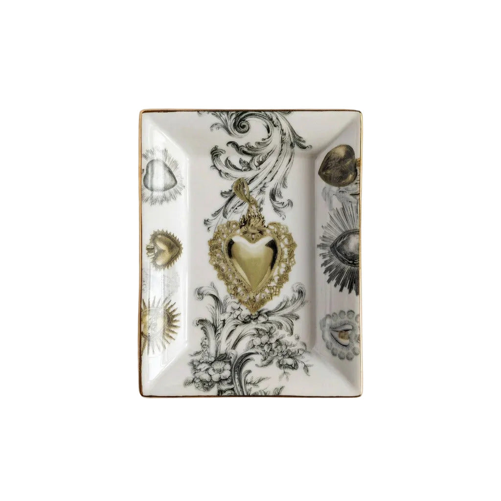 Vide-poche Ex-Voto en porcelaine, décor baroque or et argent – Grand Tour, Vito Nesta