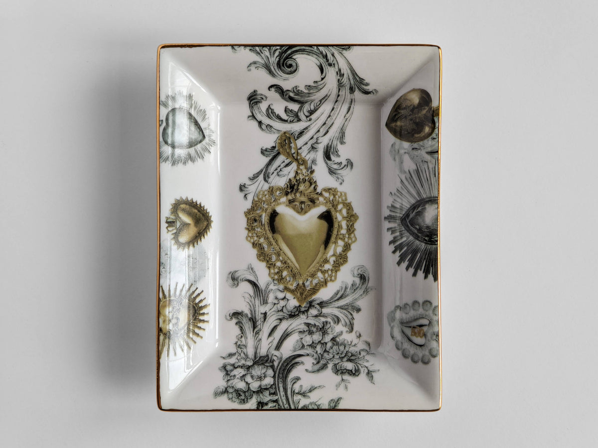 Cendrier Ex-Voto en porcelaine, décor baroque or et argent – Grand Tour, Vito Nesta
