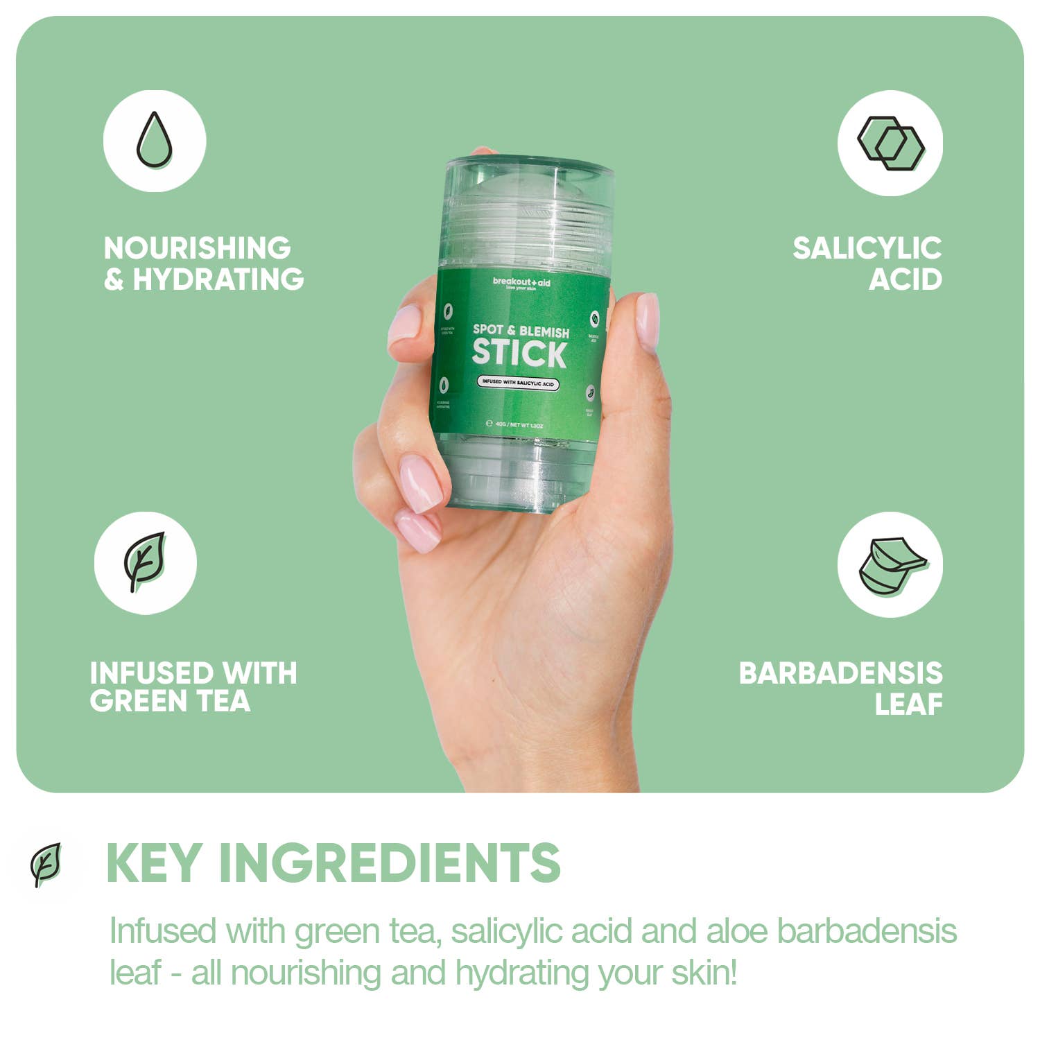 BREAKOUT + AID - Stick Thé Vert et Acide Salicylique