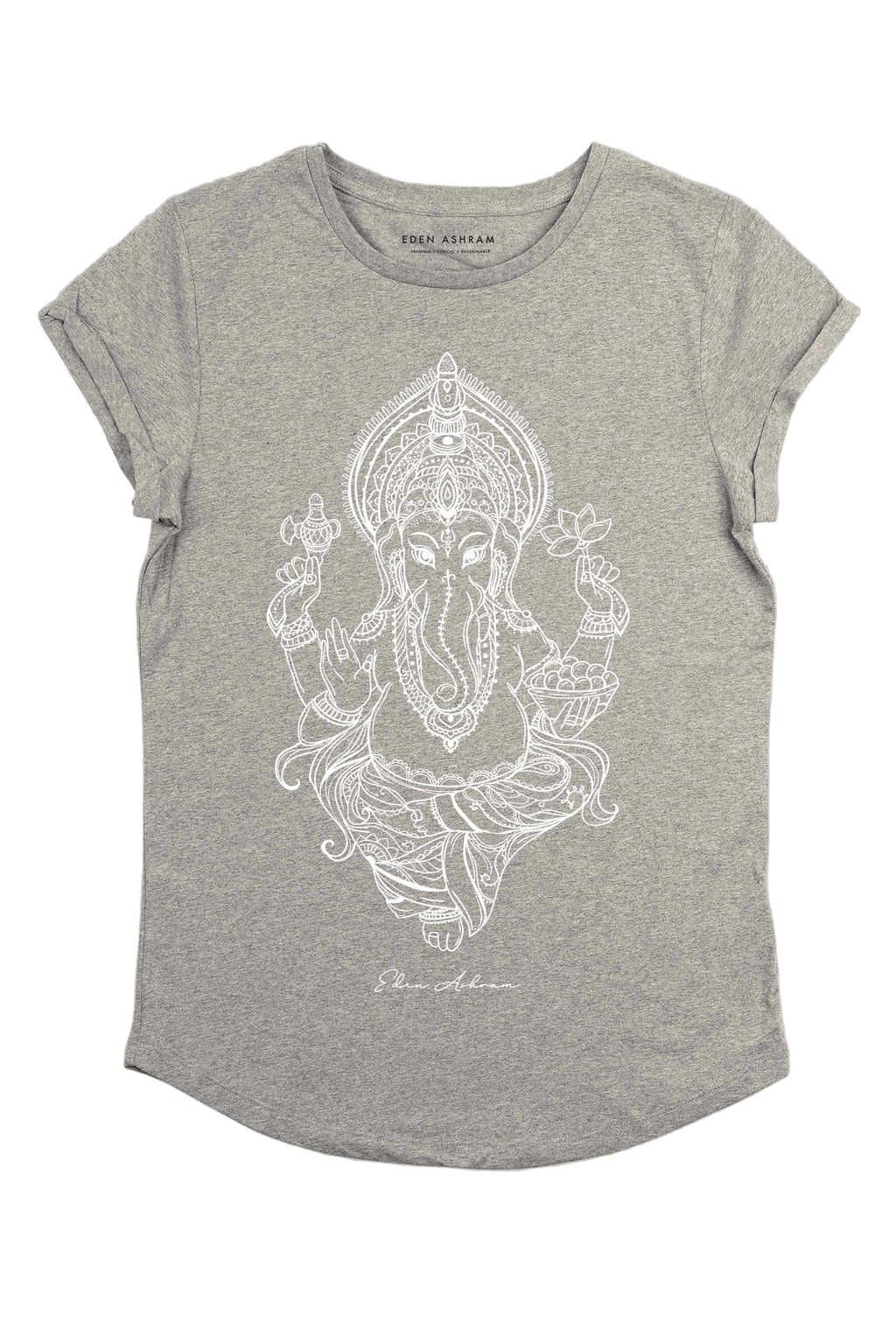 Tee-shirt Ganesha, coton bio gris chiné – EDEN ASHRAM chez George Genève – vue 2