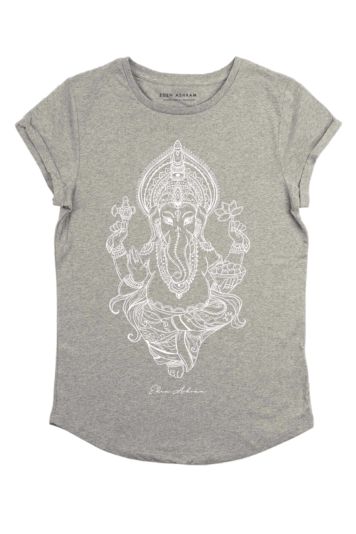Tee-shirt Ganesha, coton bio gris chiné – EDEN ASHRAM chez George Genève – vue 2