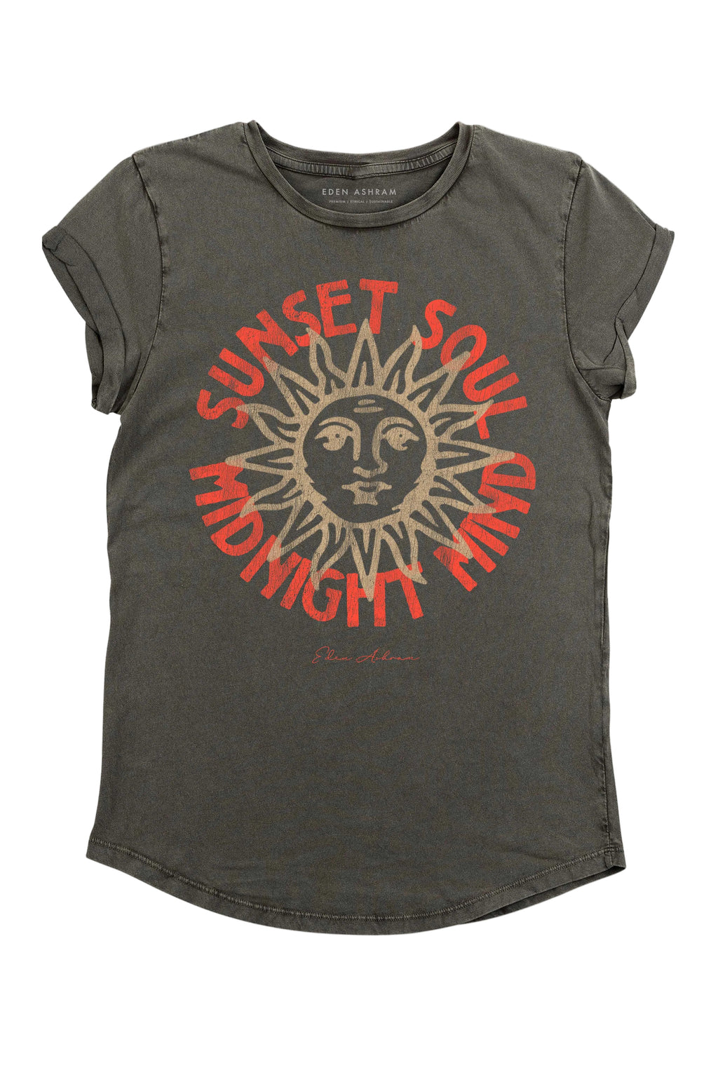 Tee-shirt Sunset Soul, coton bio gris délavé – EDEN ASHRAM chez George Genève