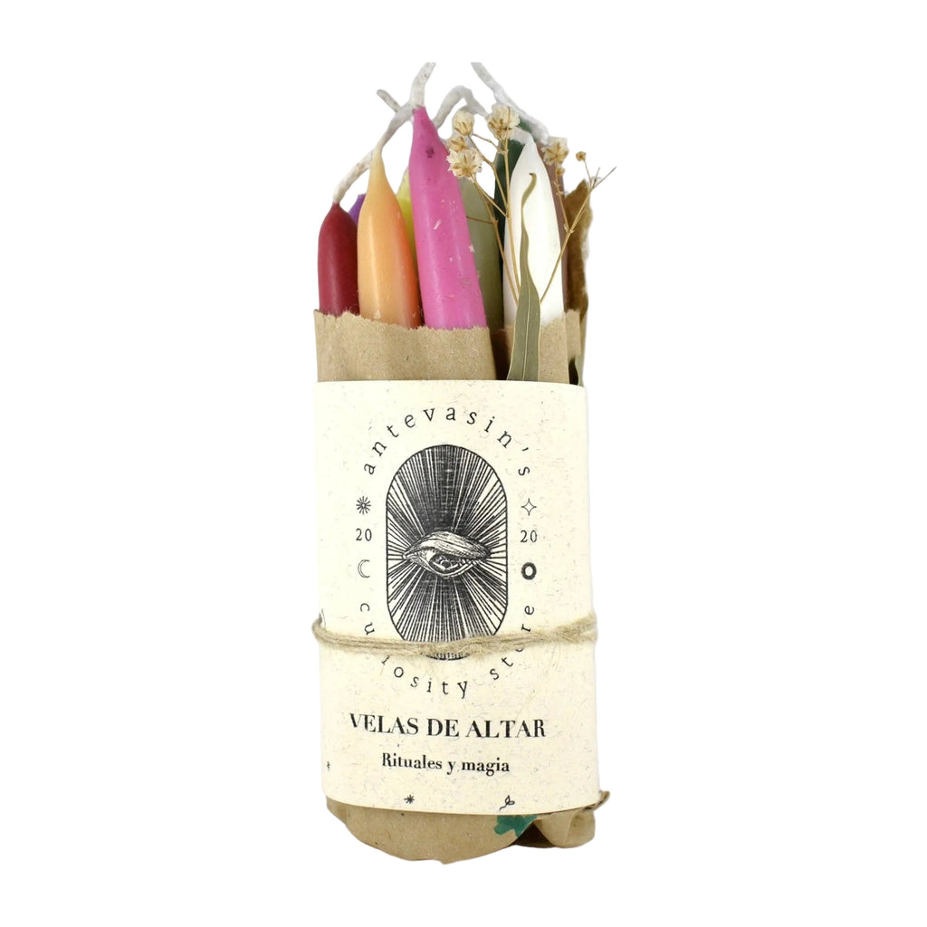 Détail des douze couleurs du coffret de bougies rituelles Antevasin's Store