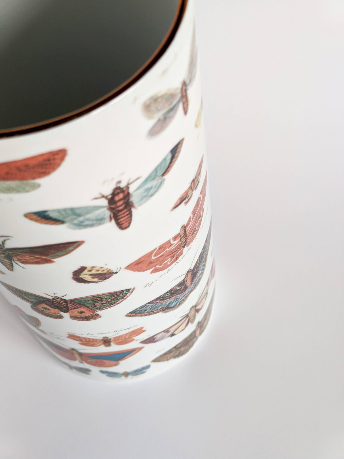 Vase cylindrique Farfalle en faïence, planches anciennes de papillons – Grand Tour, Vito Nesta