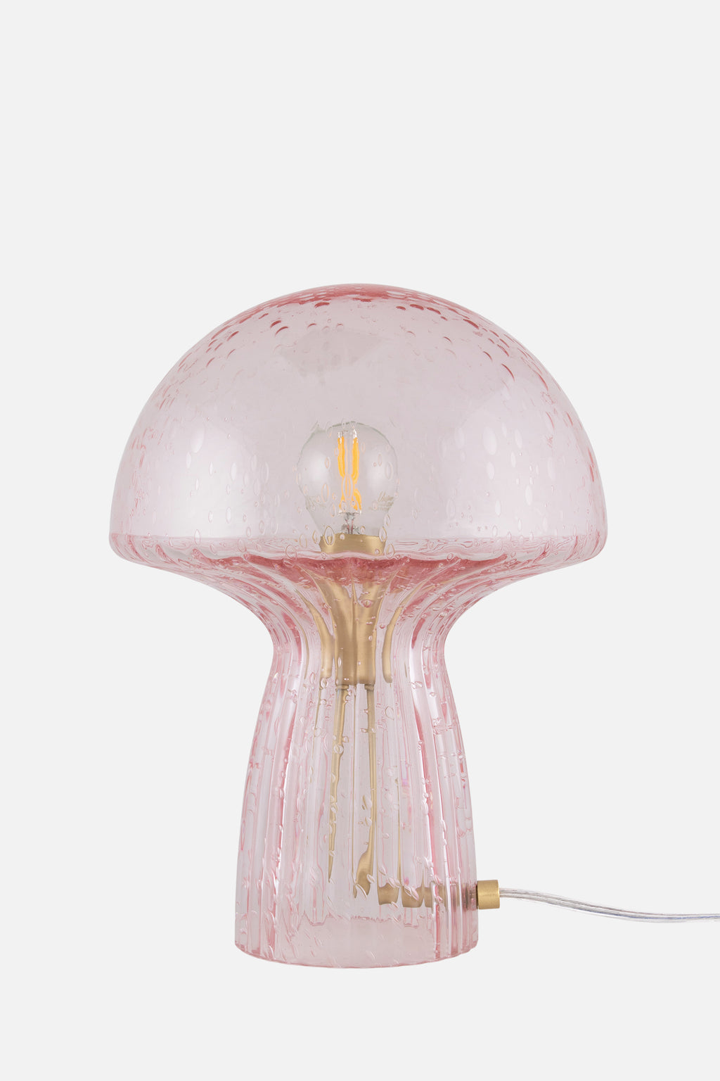 Lampe champignon Fungo rose en verre soufflé bouche, Globen Lighting, George Genève