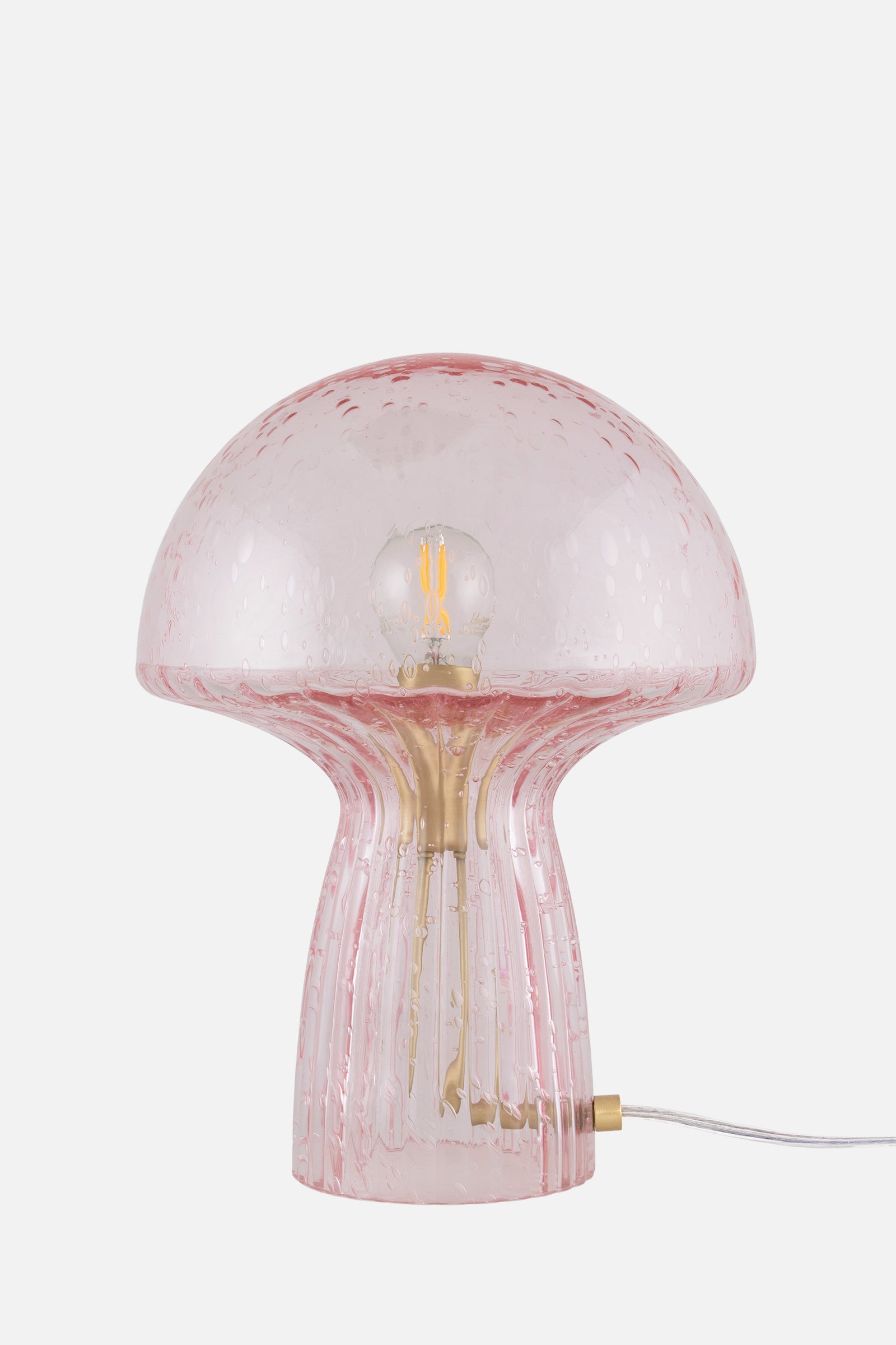 Lampe champignon Fungo rose en verre soufflé bouche, Globen Lighting, George Genève
