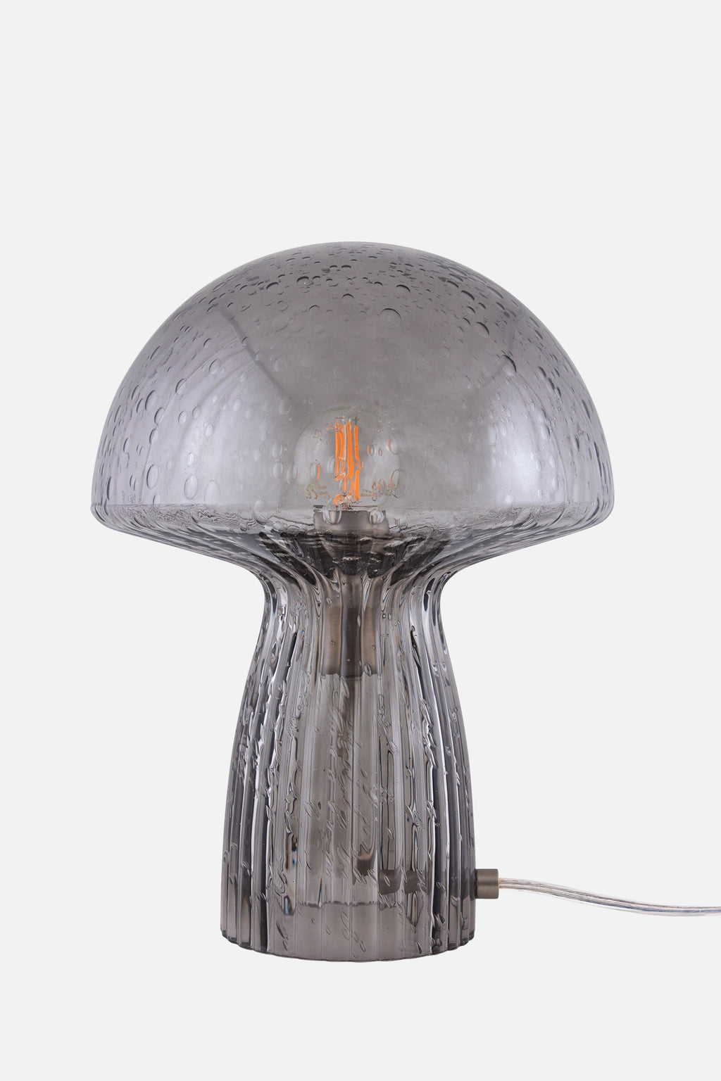 Lampe champignon Fungo en verre fumé soufflé bouche, Globen Lighting, George Genève