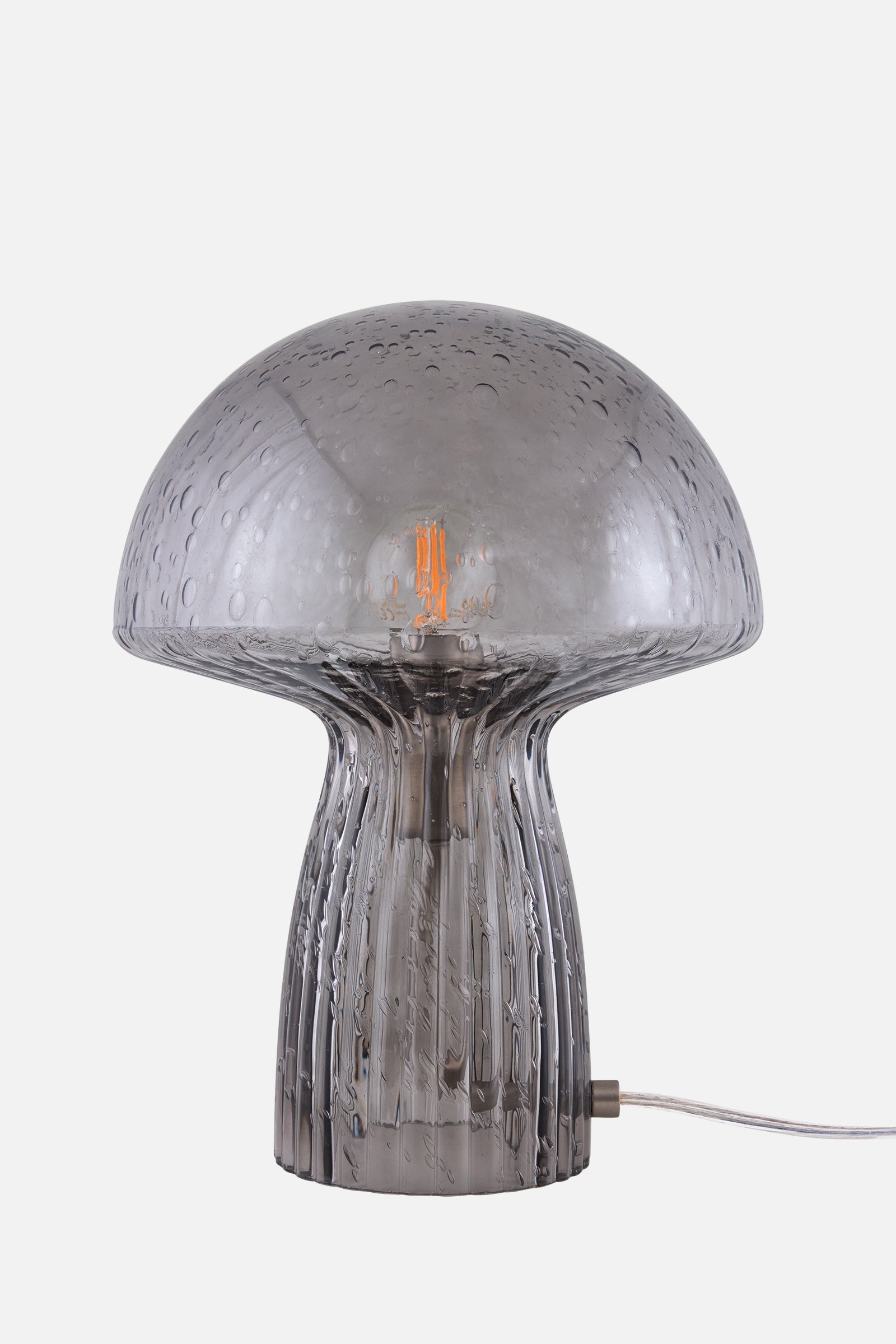 Lampe champignon Fungo en verre fumé soufflé bouche, Globen Lighting, George Genève