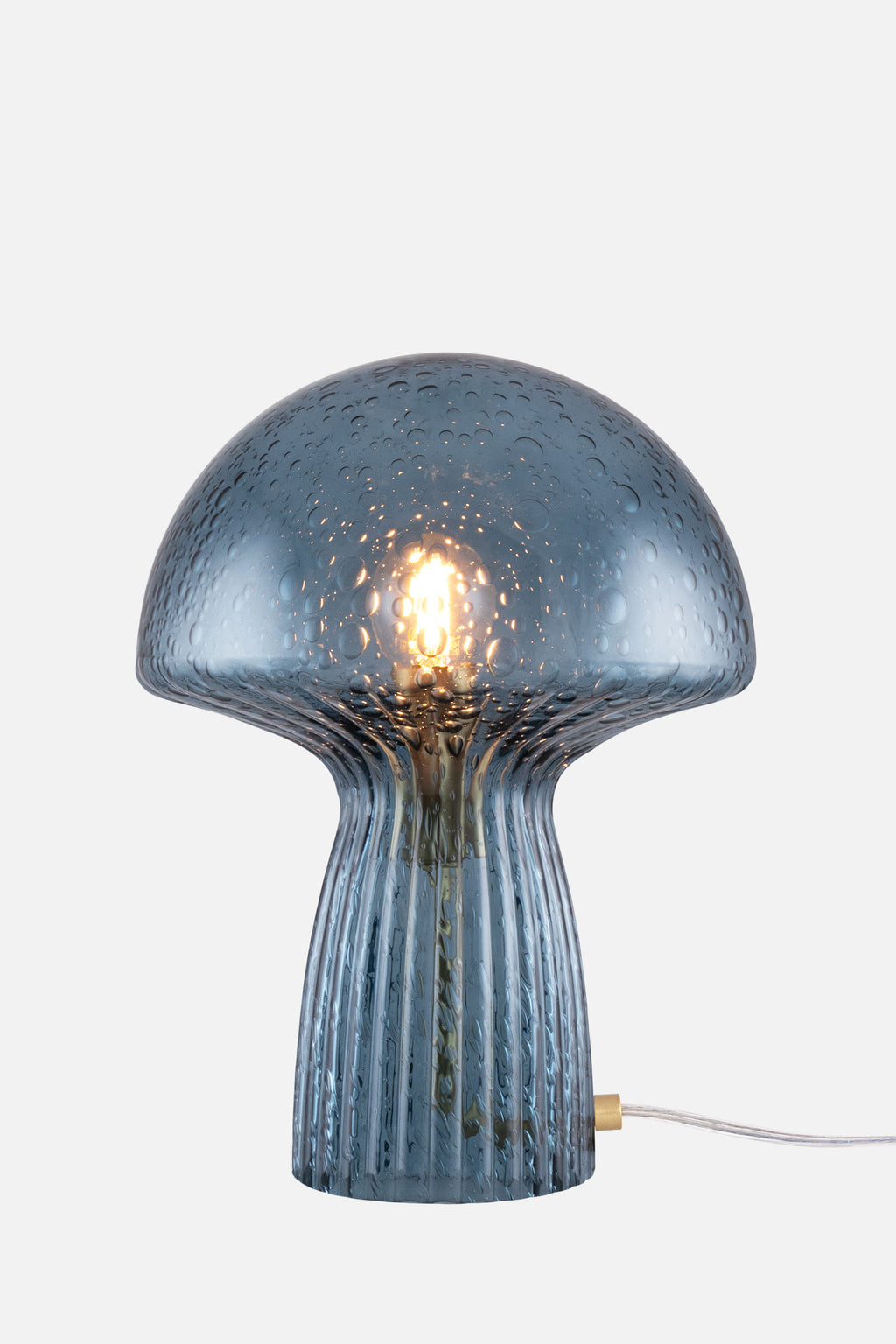 Lampe Fungo bleue vue de profil, Globen Lighting chez George Genève