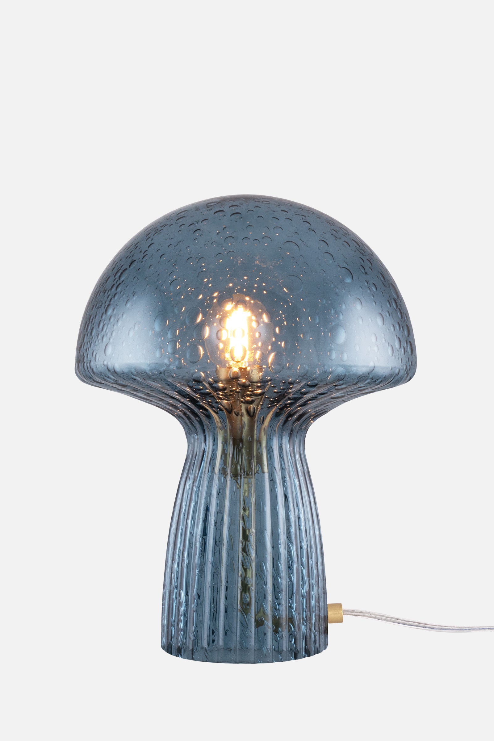 Lampe Fungo bleue vue de profil, Globen Lighting chez George Genève