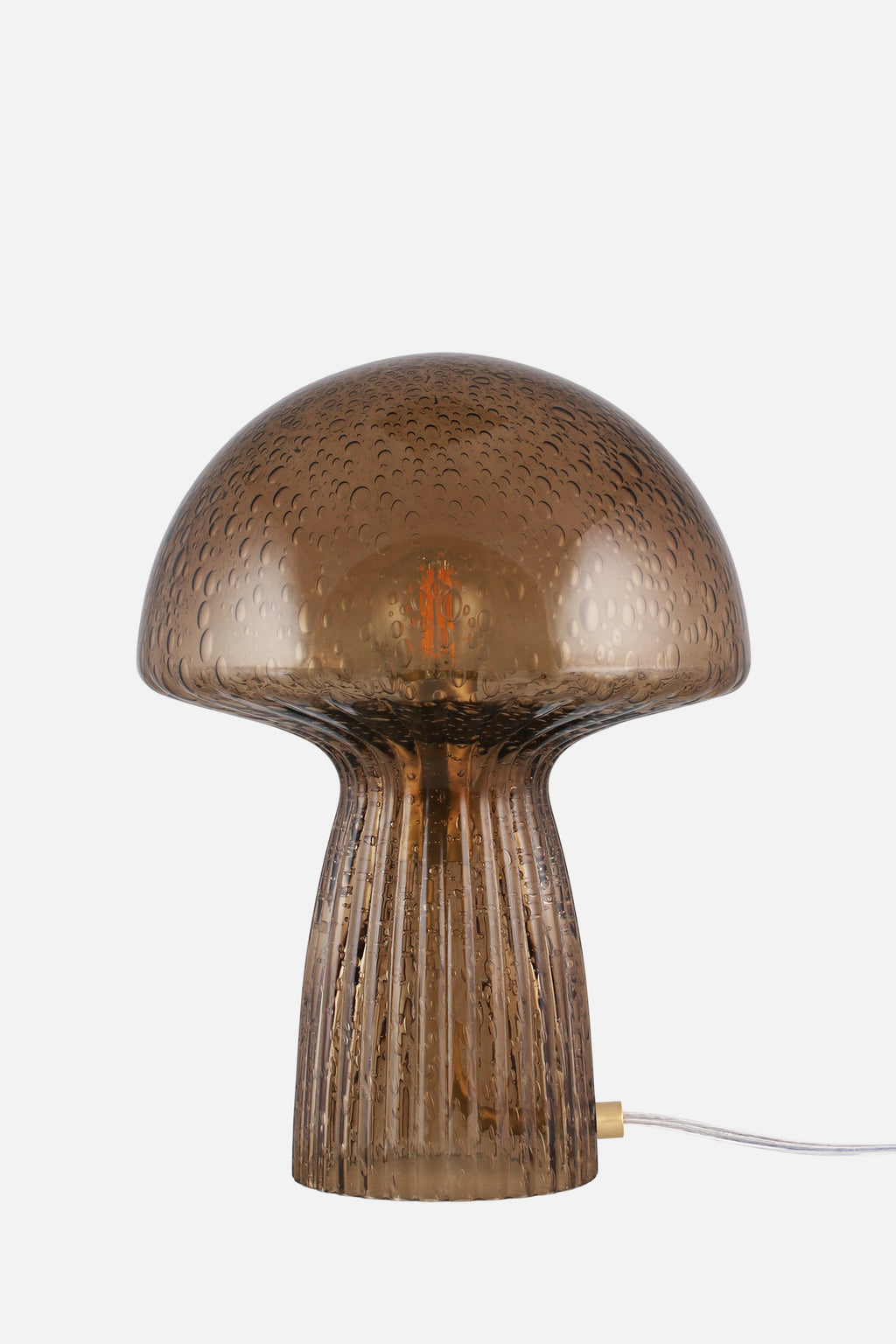Lampe champignon Fungo brune en verre soufflé bouche, Globen Lighting, George Genève