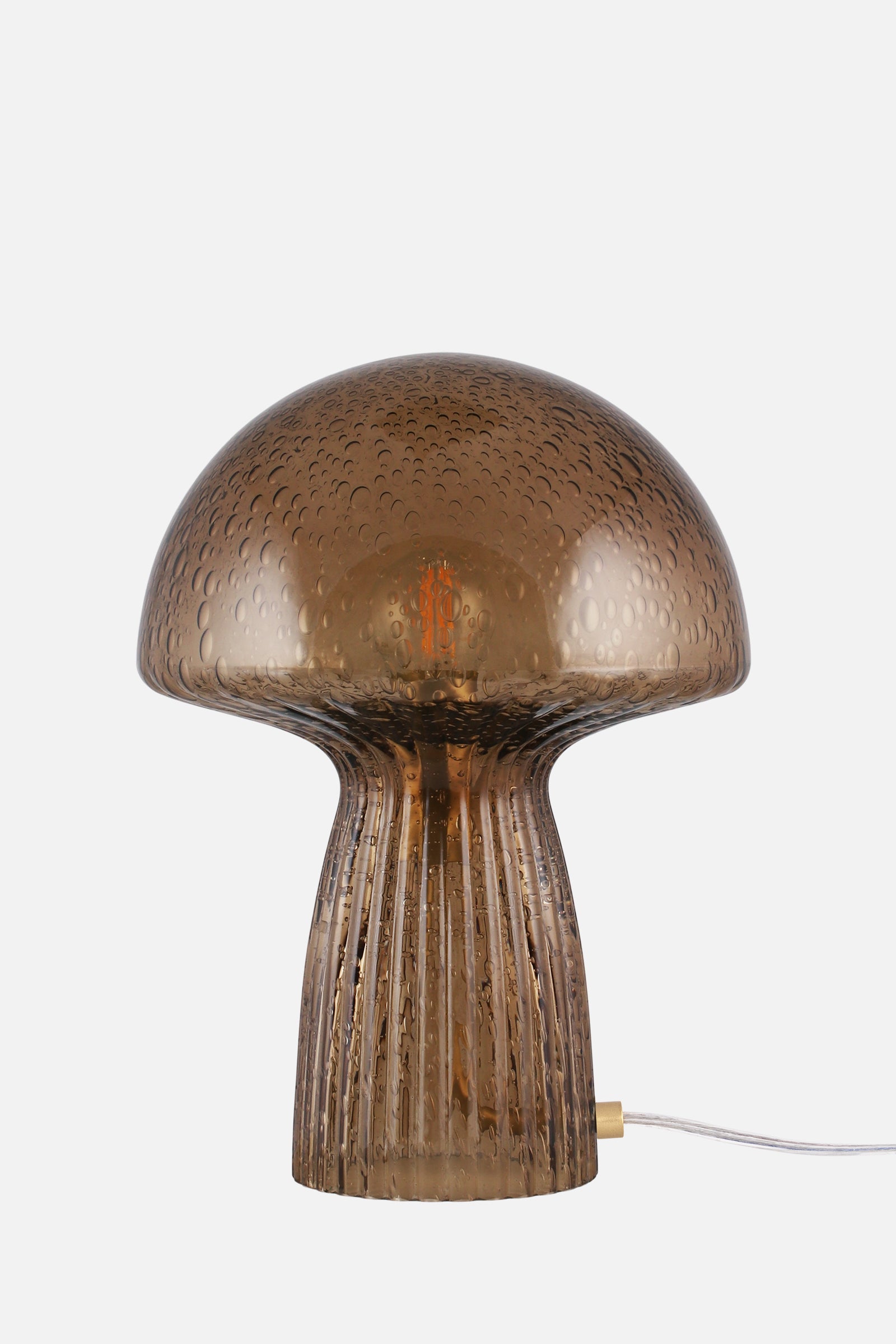 Lampe champignon Fungo brune en verre soufflé bouche, Globen Lighting, George Genève