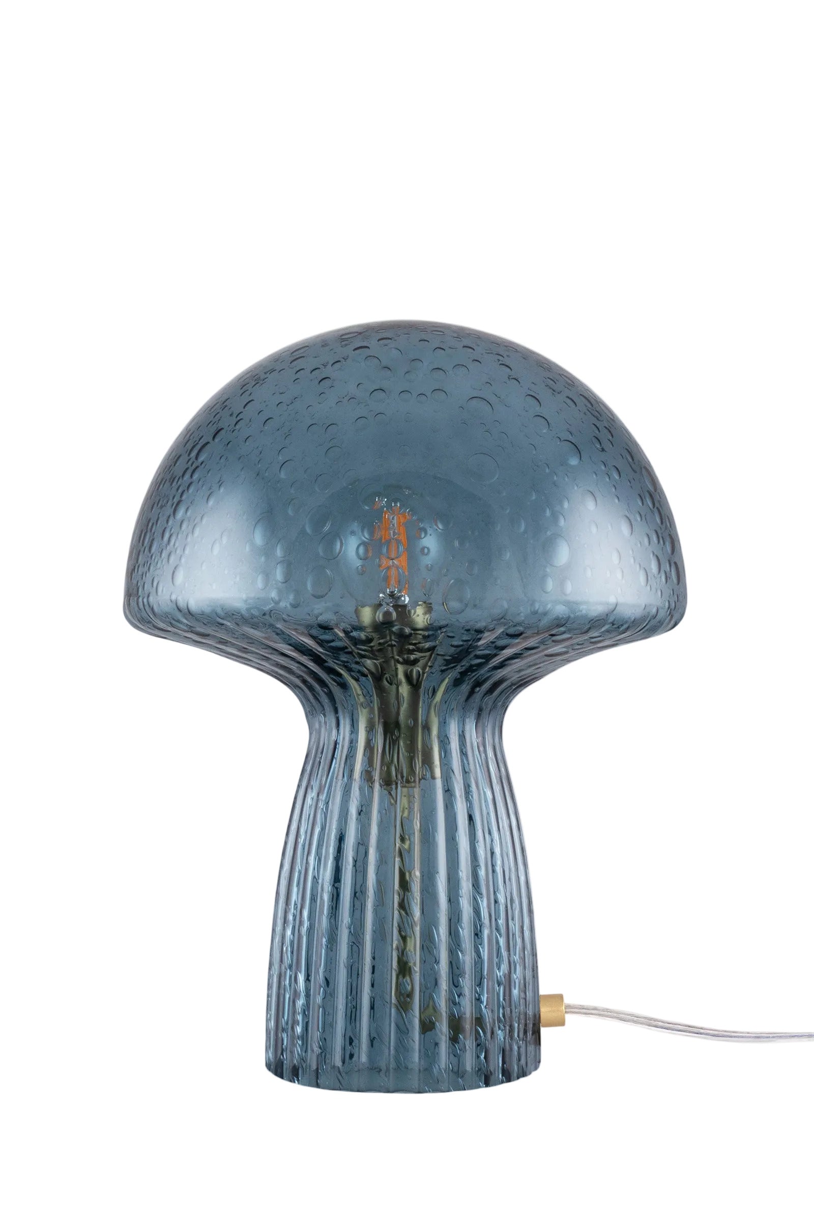 Lampe champignon Fungo bleue en verre soufflé bouche, Globen Lighting, George Genève