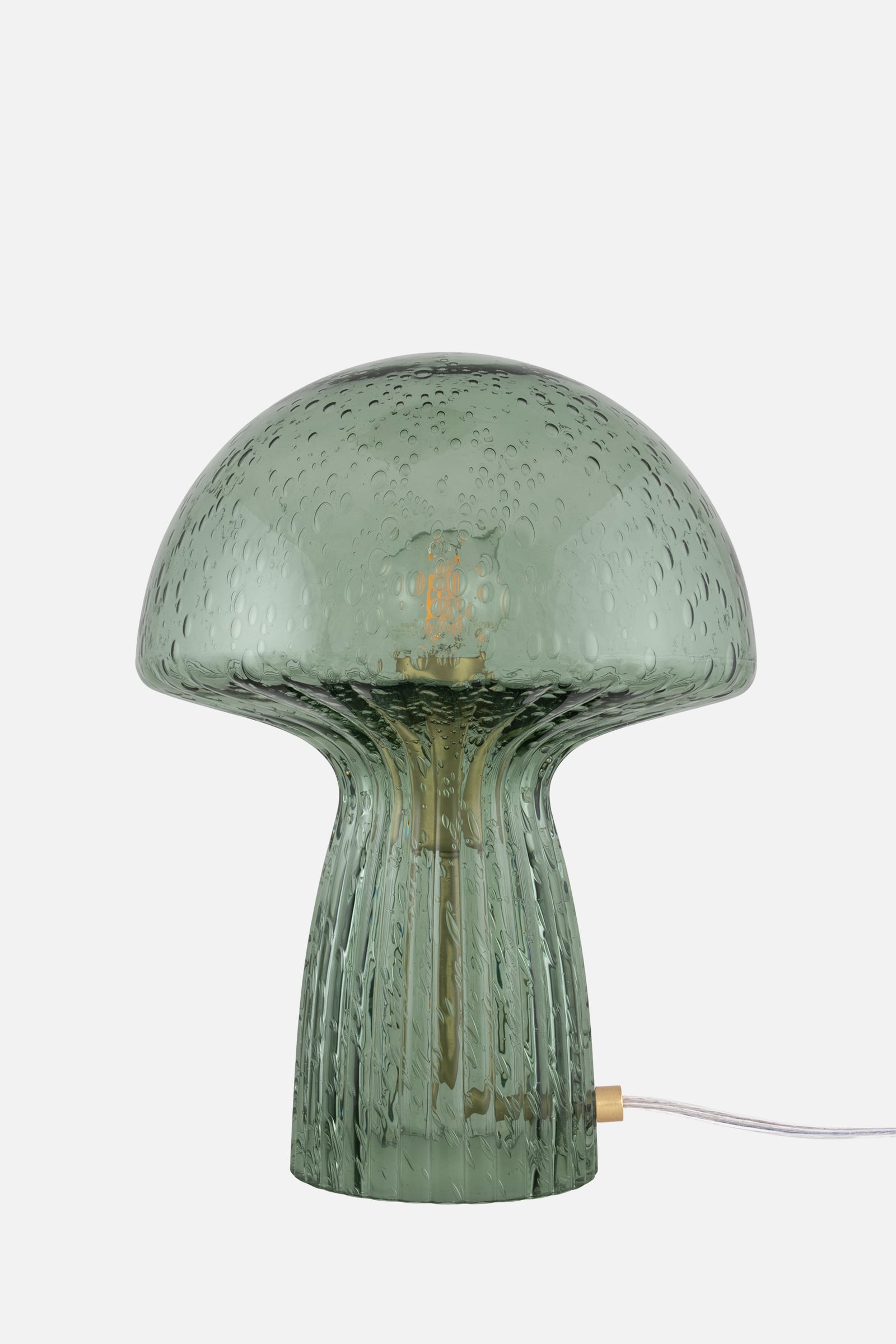 Lampe champignon Fungo verte en verre soufflé bouche, Globen Lighting, George Genève