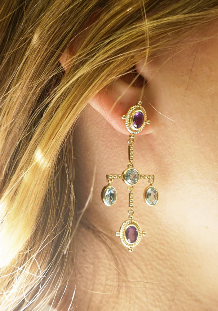 DIAPERIS - Boucles d'oreilles Pavia (peridot/quartz fumé)