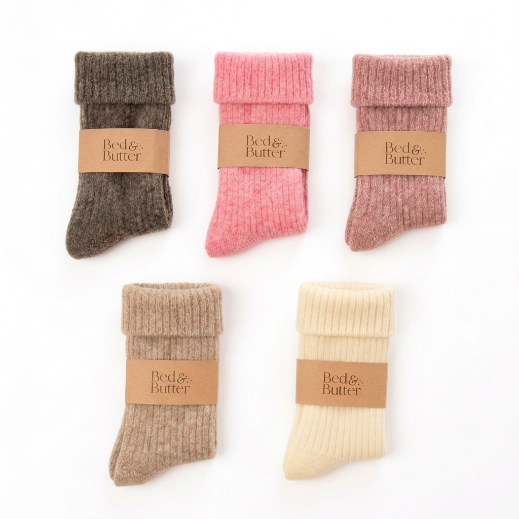 Mi-bas en cachemire coloris Crème – BED & BUTTER, George Genève