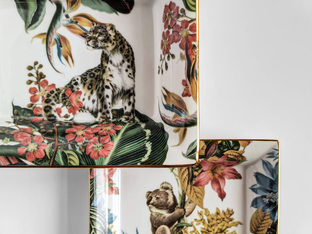 Vide-poche Animalia en porcelaine, fleurs tropicales et animaux – Grand Tour, Vito Nesta