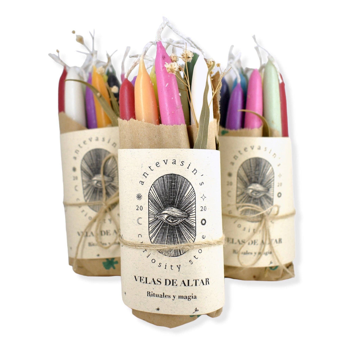 Coffret de 12 bougies d'autel ouvert avec sa fiche d'utilisation, Antevasin's Store