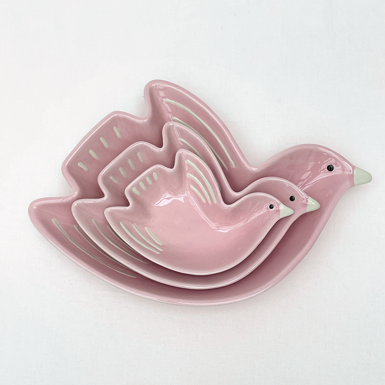 Plat cuicui oiseau rose gm L30,5 P20,7 H5cm – vue 2 – Opjet Paris | George Genève