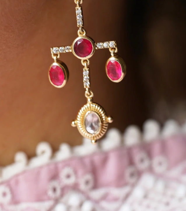 DIAPERIS - Boucles d'oreilles Pavia (quartz rose/rubis)