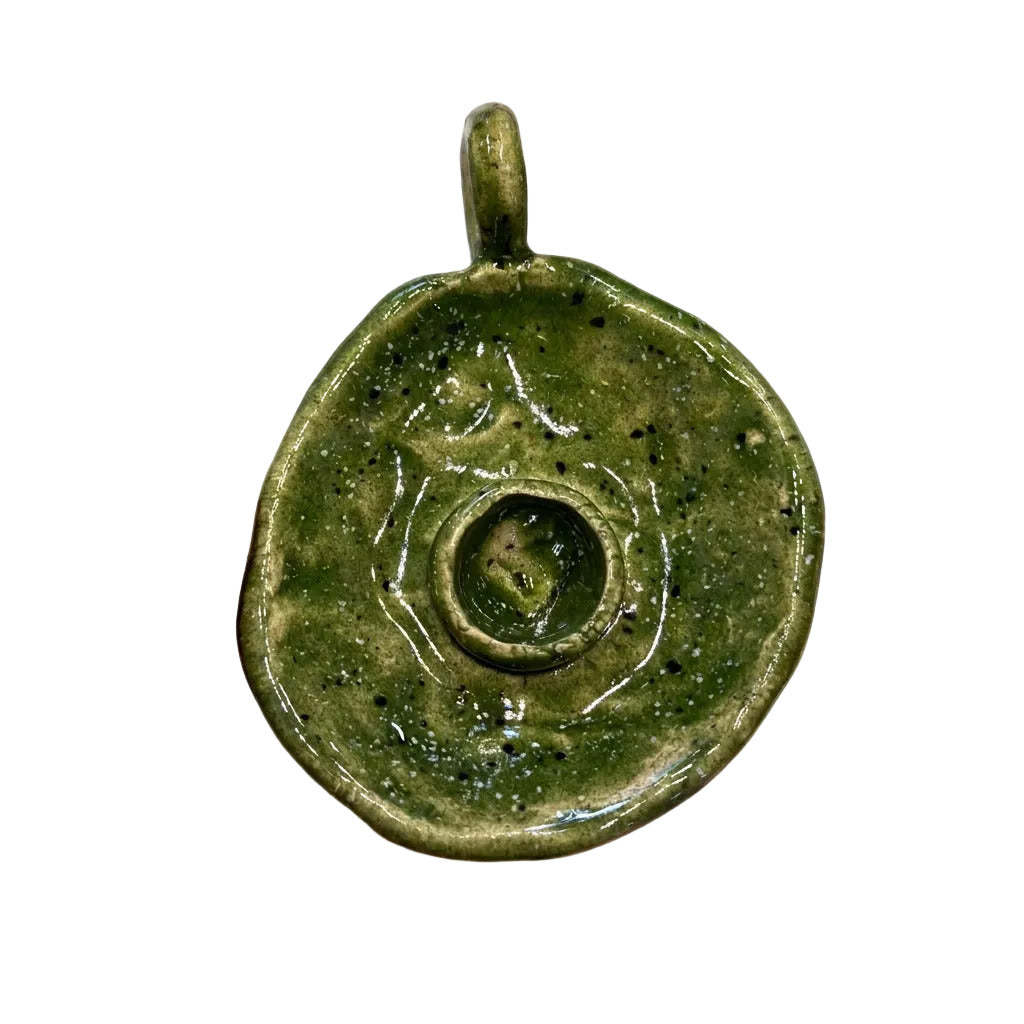 Cuencolabro Mousse, petit bol bougeoir en céramique émaillée vert fait main, Antevasin's Store, George Genève