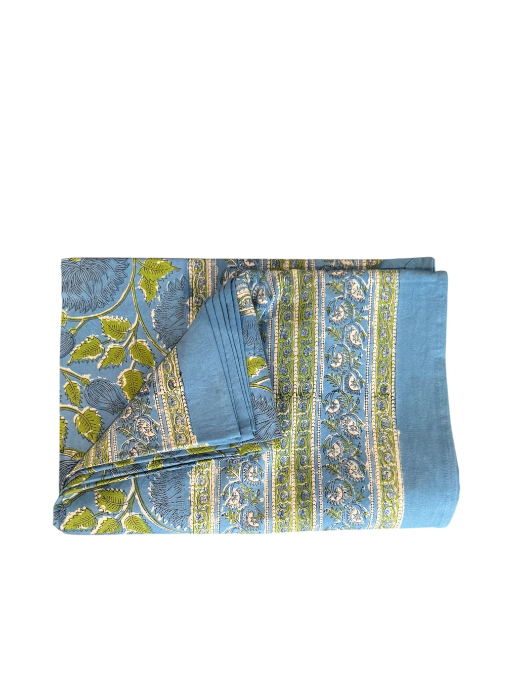 BE MY VALENTINE - Nappe en Block Print bleu