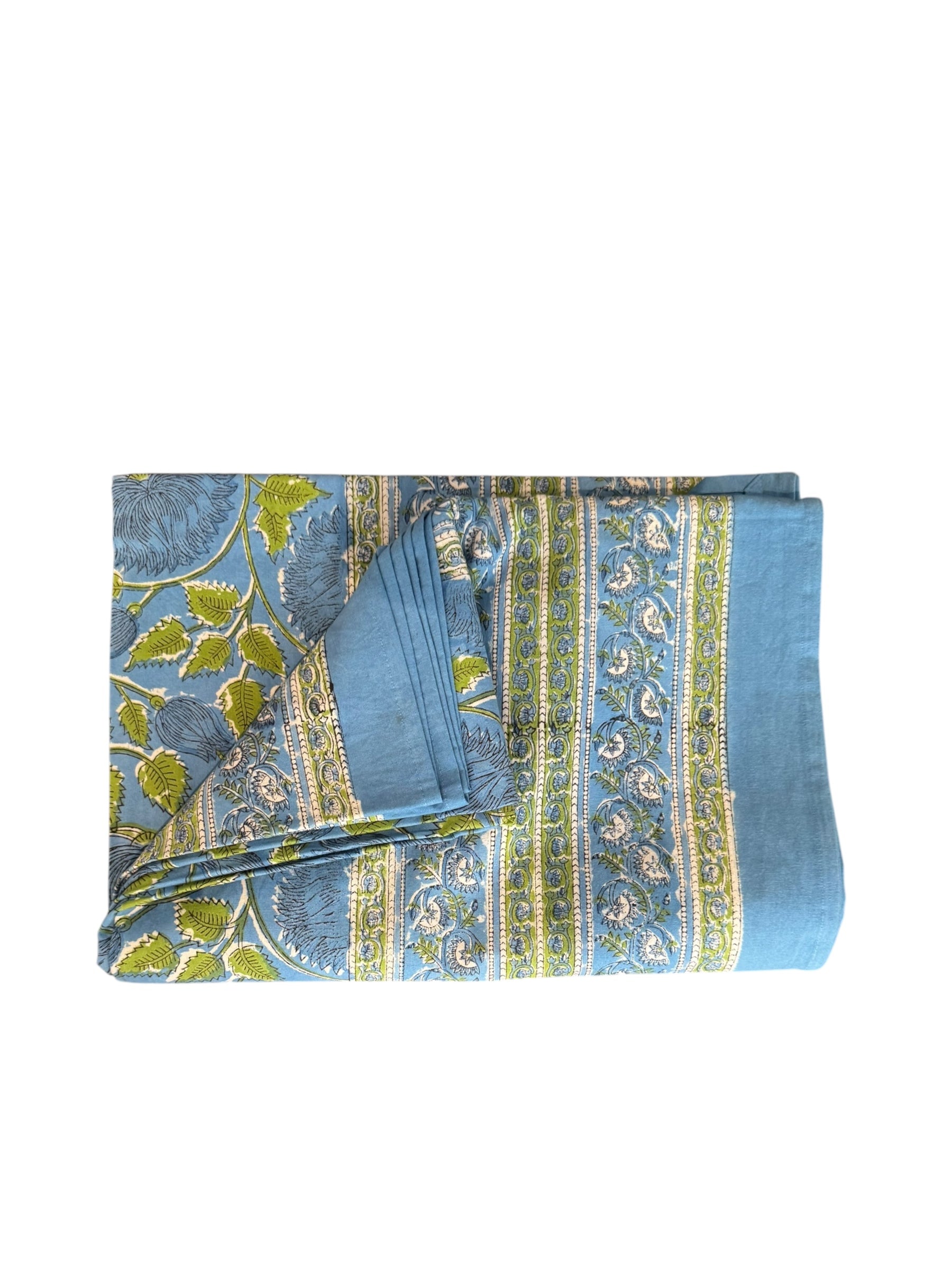 BE MY VALENTINE - Nappe en Block Print bleu