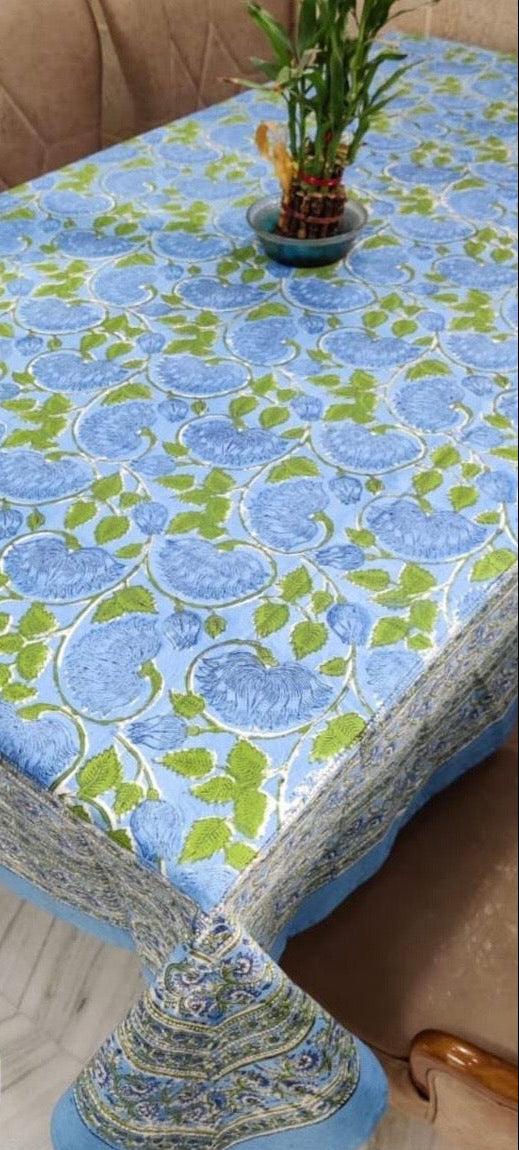 BE MY VALENTINE - Nappe en Block Print bleu