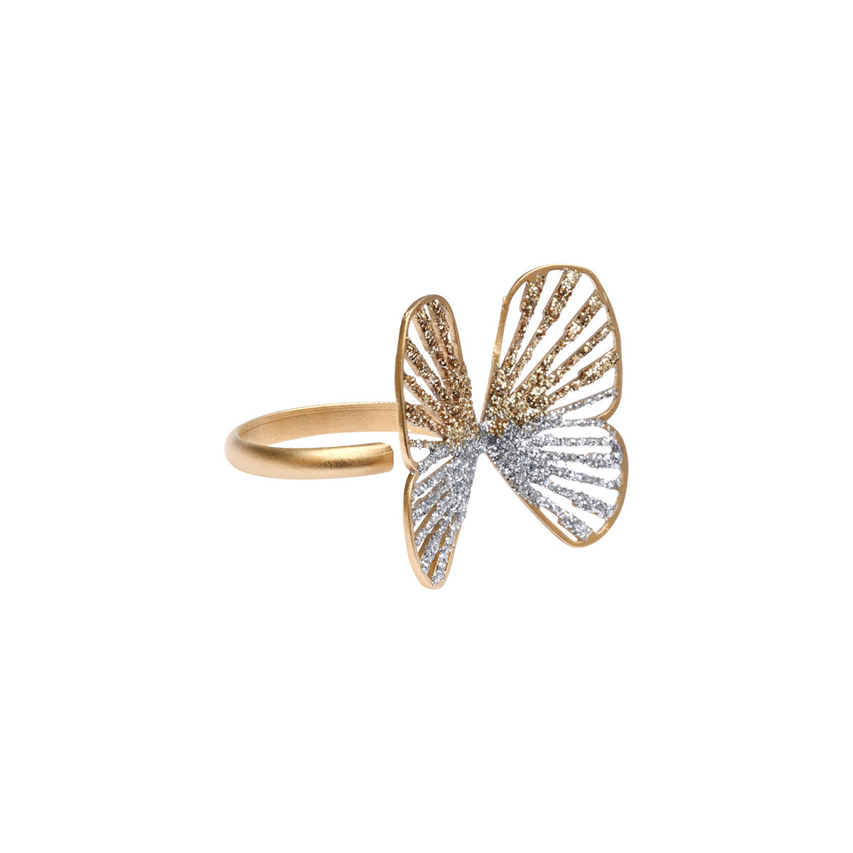 Bague Elya Papillon XL Lsonge plaquée or émail diamanté - George Genève
