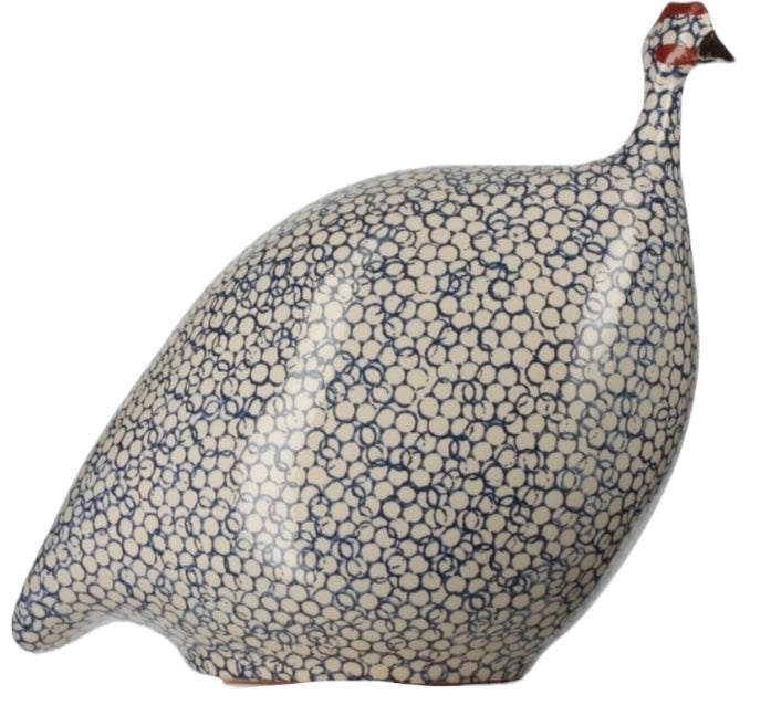 CERAMIQUES DE LUSSAN - Pintade blanc moucheté cobalt