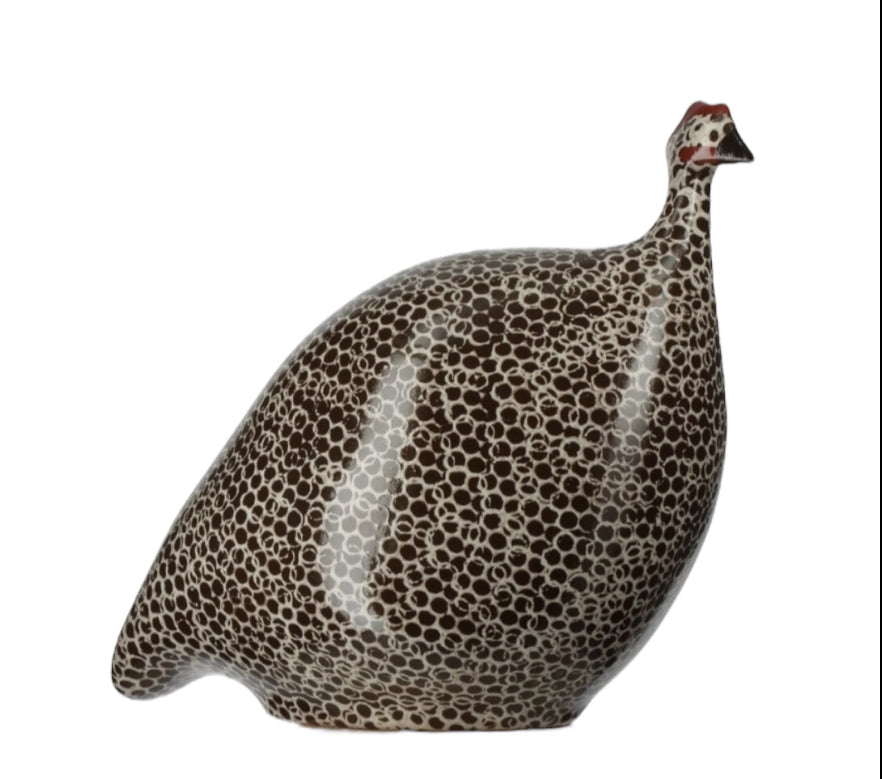 Objet décoratif Pintade brun moucheté blanc – CÉRAMIQUES DE LUSSAN – S