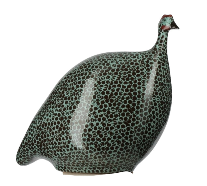 CERAMIQUES DE LUSSAN - Pintade brun moucheté turquoise