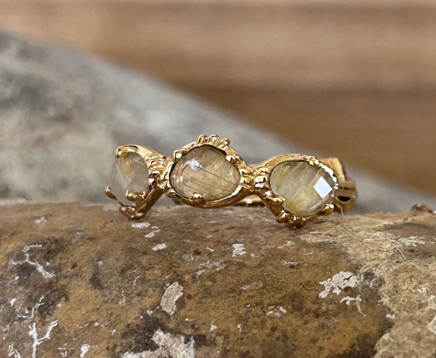 AU FIL DE LO - Bague Trois Pierres Onyx Vert