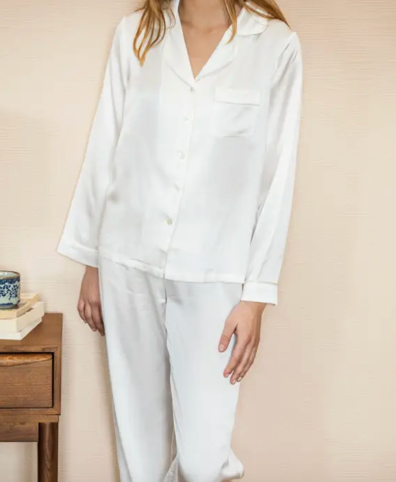 EMILY'S PILLOW - Pyjama Femme en Soie Blanc